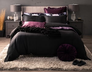 QE Home Raven Duvet Cover, TENCEL™ Lyocell, Black, King