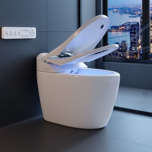 Luxury High-End Smart Toilet – Auto Lid, UV Sterilization, Foam Shield, Voice Control, Charcoal Deodorizer & Personalized Settings