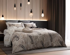 QE Home Lansdowne Duvet Cover, Paisley, GOTS Certified, Beige, Super King