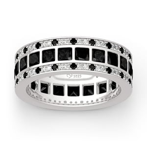 Jeulia "Love Movie" Princess Cut Sterling Silver Band