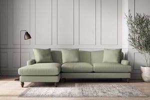 nkuku Deni Large Left Hand Chaise Sofa | Make To Order | Recycled Cotton Seaspray | No Colour