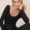 Black Scoop Neck Ribbed Top