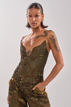 AKIRA Shigo Brocade Corset Top | Size 1X