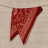 Wool Silk Printed Neck Square Scarf - Red Print / One Size