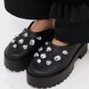 AKIRA Azalea Wang Ha Embellished Flat Shoes | Black | Size 6
