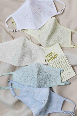 The Embroidered Hemp Mask - Coconut White / Standard size