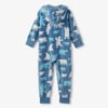 Kids Blue Polar Bears Hooded Fleece Jumpsuit