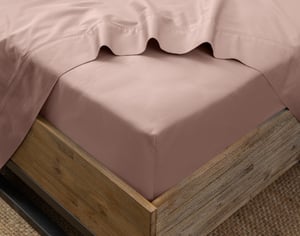 QE Home 310TC Bamboo Cotton Fitted Sheet in Thistle, Brown, Queen