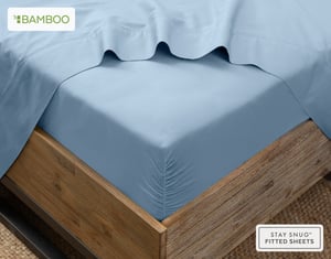 QE Home 310TC Bamboo Cotton Fitted Sheet in Mistral Blue, Queen