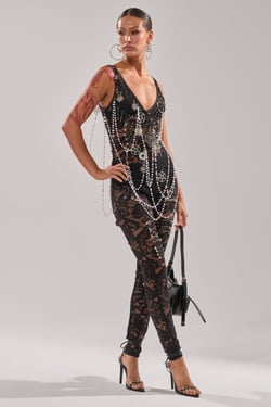 AKIRA Baby I Am The Party Lace Jumpsuit | Black | Size 2X