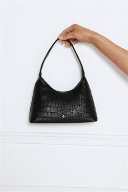 Sweetie Shoulder Bag Black Croc Gold