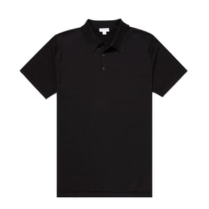 Sunspel Sea Island Cotton Polo Shirt Black