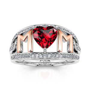 Jeulia "Eternal Love for Mom" Heart Cut Sterling Silver Ring