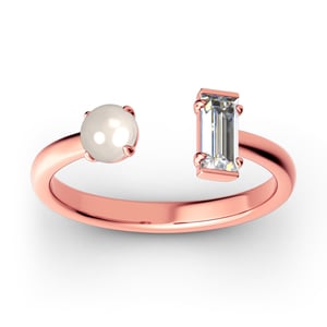 Jeulia Cultured Pearl Sterling Silver Open Ring