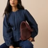 Dark Wash Pintuck Denim Blouse