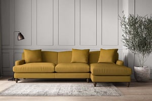 nkuku Deni Right Hand Chaise Sofa | Make To Order | Grand | Recycled Cotton Ochre