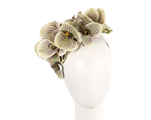 Bespoke pistachio orchid flower headband by Fillies Collection