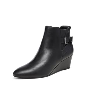 DREAM PAIRS Pointed Toe Wedge Heel Ankle Booties