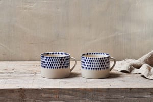 nkuku Indigo Drop Mug Set Of 2 | Tableware | Cream/Indigo