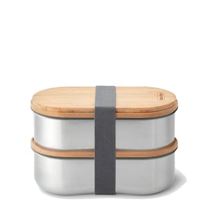 Black + Blum Stainless Steel Double Bento Box Almond/Grey