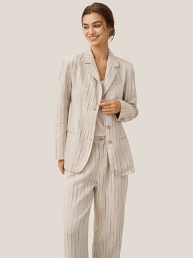 100% Linen Sketch Stripe Suit Set ELOISE - Sketch Stripe / Blazer / XXL