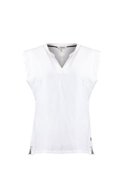 Weird Fish Tassie Scalloped Edge Linen Rich Vest White Size 8