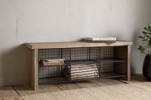 nkuku Abha Reclaimed Wood & Iron Storage Bench | Seating | One Size | Natural