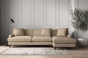 nkuku Deni Right Hand Chaise Sofa | Make To Order | Grand | Brera Linen Pebble