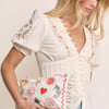 White Embroidered Frill Pouch