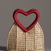 Heart Red Handle Handwoven Iraca Purse