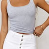 BASE Everyday Staple Ribbed Singlet Top Grey