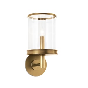 Adria Natural Brass Cylinder Glass Wall Sconce