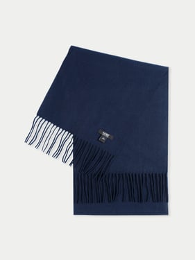 Cashmere Fringed Scarf - 170x30cm + 2x10cm fringes / Navy / AW01-1479