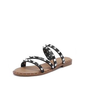 DREAM PAIRS Clear Studded Rhinestone Flat Sandals