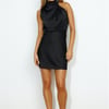 Easy Style Satin Mini Dress Black