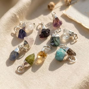 925 Sterling Silver Raw Birthstone Pendant Charms - Turquoise - December