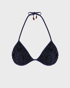 Vilebrequin - Women Triangle Bikini Top Embroidered Guipure Florale - Swimwear - Saint - Blue - Size M/L