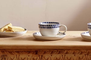 nkuku Indigo Drop Cup & Saucer | Tableware | One Size