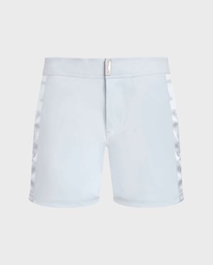 Vilebrequin - Men Flat Belt Swim Shorts Tailoring - Swimwear - Midnight - White - Size XXXL