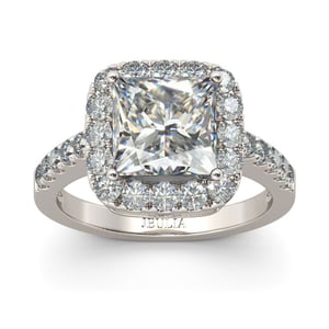 Jeulia Halo Princess Cut Sterling Silver Ring