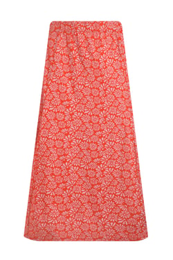 Weird Fish Romaro Printed Jersey Midi Skirt Crimson Size 8