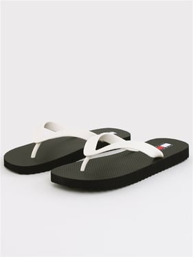 Tommy Jeans Fine Cleat Embossed Logo Flip-Flops - Black / Ecru - 41