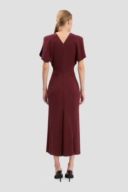 Victoria Beckham Bela Midi Dress In Burgundy - 16 - Womens