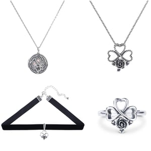 Jeulia Heart and Rose Sterling Silver Jewelry Set