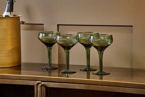 nkuku Mila Champagne Glass Set Of 4 | Glassware | Dark Emerald