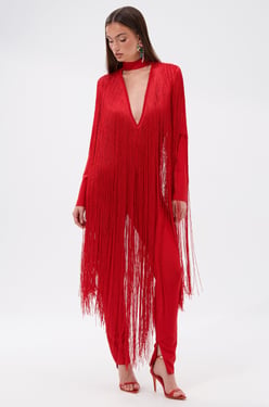 AKIRA Belle Bandage Jumpsuit With Fringe | Size 1X