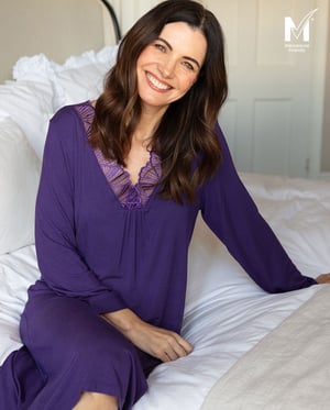 Elsie Womens Lace Detail Jersey Long Sleeve Short Nightdress - 12