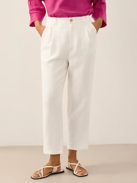 100% Linen Relaxed Fit Lightweight Cover-Up Bottoms WINONA - Off White / XXL