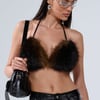 AKIRA Baby Its Cold Outside Fur Bralette | Brown | Size 1X/2X