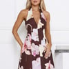 Truth Or Lie Halter Mini Dress Brown